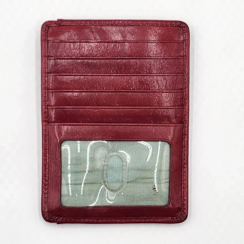 Hobo International Euro Slide Red Leather Wallet Credit‎ Card Passport Case